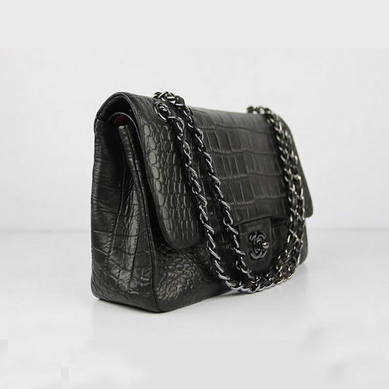 Chanel Fall Winter 2012 Croc Veins Leather Flap Bag A01112 Black