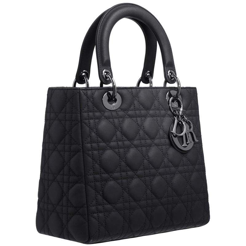 Black matt leather Lady Dior bag