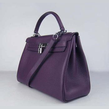 Hermes Kelly Handbags 32CM Purple(silver)