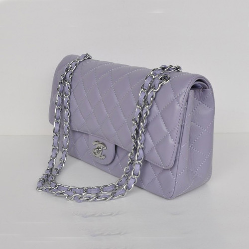 Chanel Flap Bag Silver Chain Rice 1113 light purple