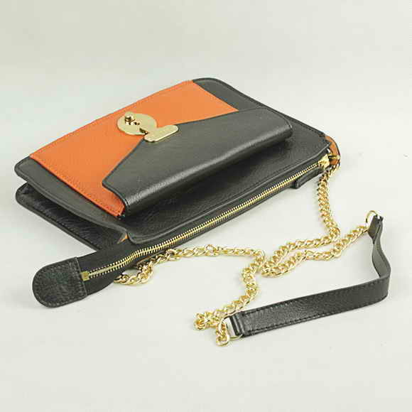 Celine Shoulder Bag Calfskin Orange with Black