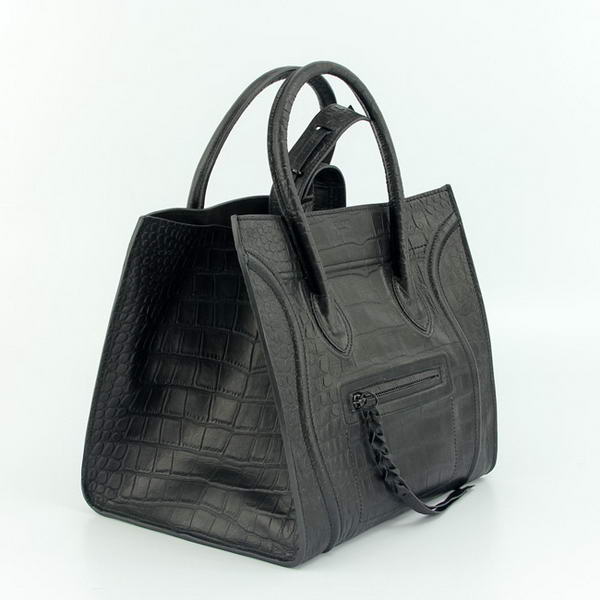 Celine Luggage Phantom Square Bags Crocodile Leather 80078 Black