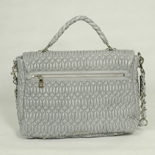 Miu Miu Tote Handbags Quilted Lambskin Leather 8667 Grey