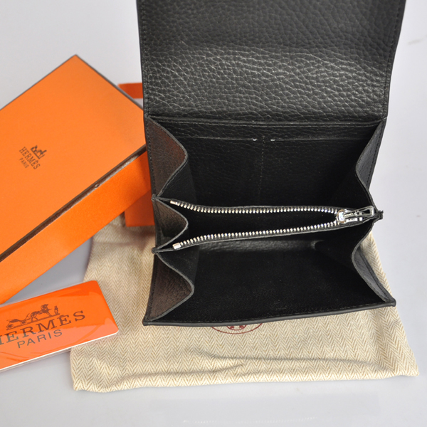 Hermes Constance Wallet clemence leather in Black