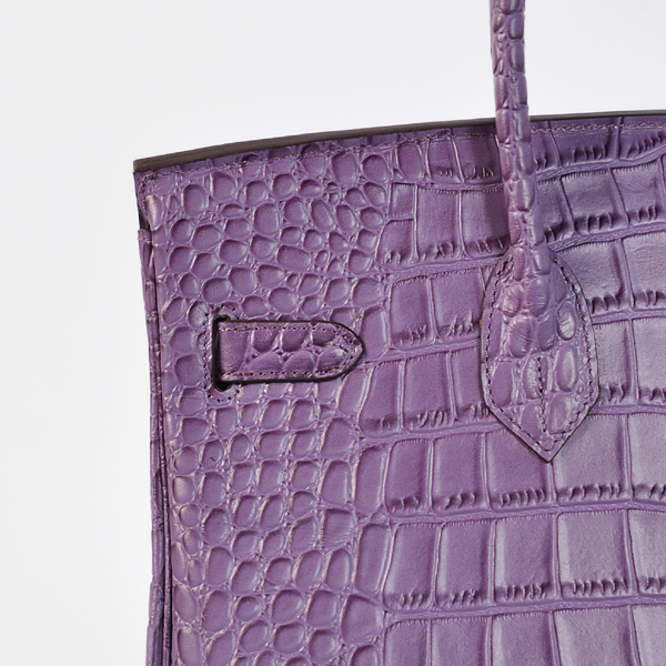 Hermes Birkin 35CM Crocodile stripes leather in Purple with Gold hardware