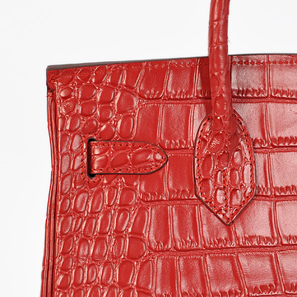 Hermes Birkin 30CM Crocodile stripes leather in Flame with Silver hardware