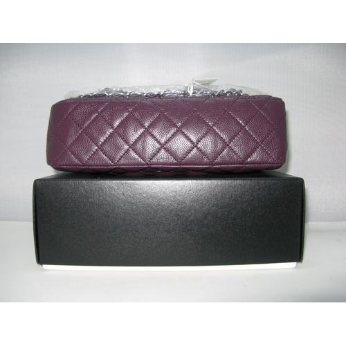 Chanel Caviar leather Purple Flap bag with Silver chain