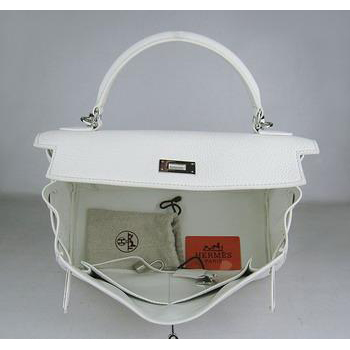 Hermes Kelly Handbags 32CM White(silver)