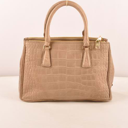 Prada Small Croco Leather Tote Bag Brown