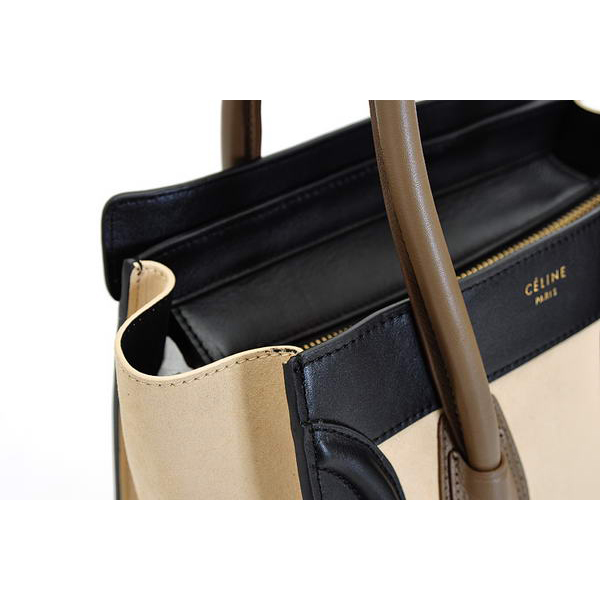 Celine Luggage Micro Boston Bag Ferrari&Suede Leather Black