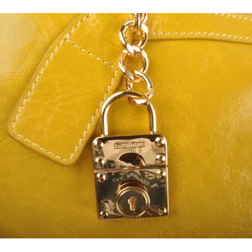 Miu Miu Tote Oil Leather Handbags 90339 Yellow