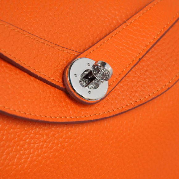 Hermes Lindy 30CM Havanne Handbags 1057 Orange Leather Silver Hardware