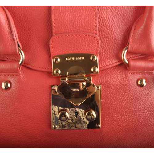 Miu Miu Calf Leather Tote Bags 90331 Watermelon Red