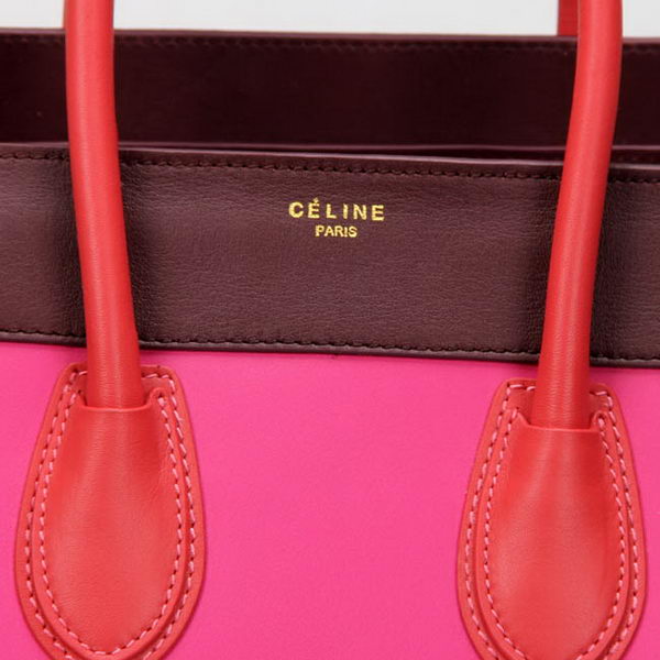 Celine Luggage Mini Boston Tote BagsCalskin Leather Rosy&Bordeaux