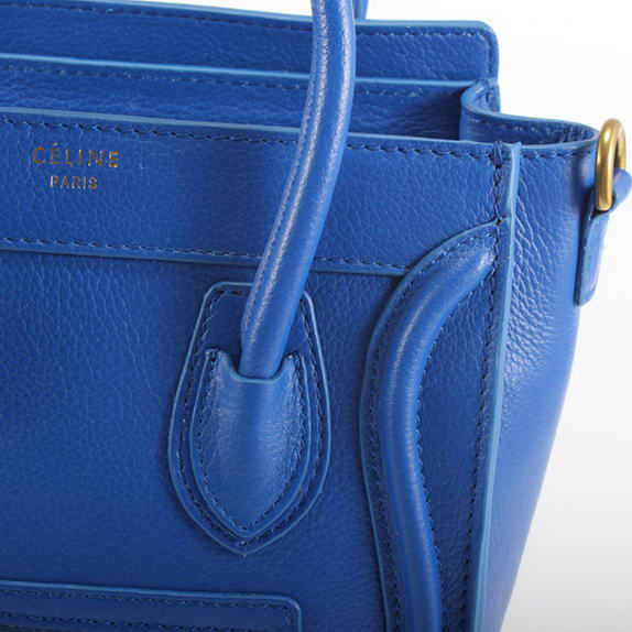 Celine Luggage Bags Mini in Lambskin Blue