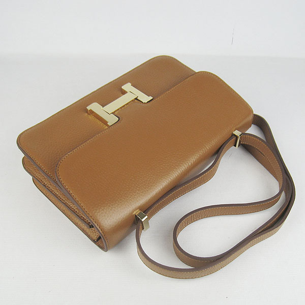 Hermes Constance Togo Leather Single Bag Light Coffee Gold Hardware H020