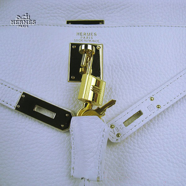 Hermes Kelly 35cm Togo Leather Bag White 6308 Gold Hardware