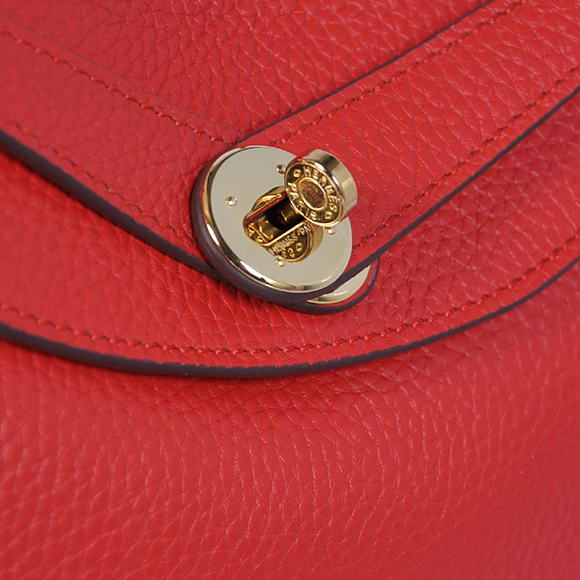 Hermes Lindy 30CM Havanne Handbags 1057 Red Leather Golden Hardware