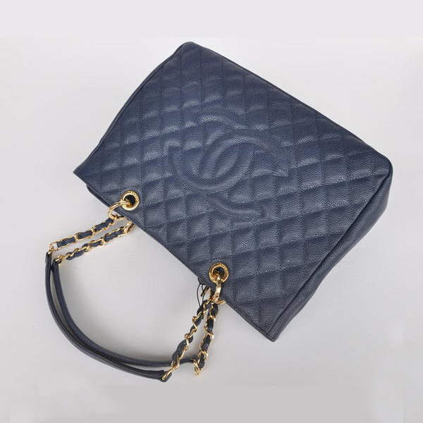 Chanel A50995 Royalblue Caviar Leather Shoulder Bag Gold