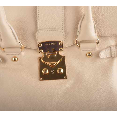 Miu Miu Calf Leather Tote Bags 90331 Rice White