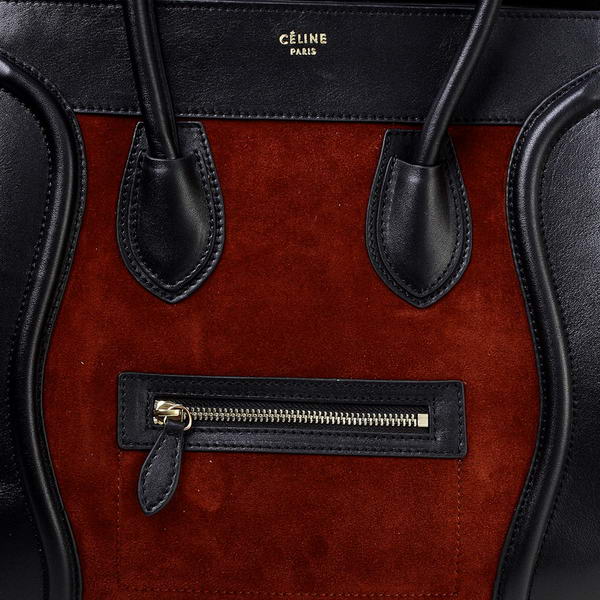 Celine Luggage Mini Boston Bag Original Suede Leather Wine