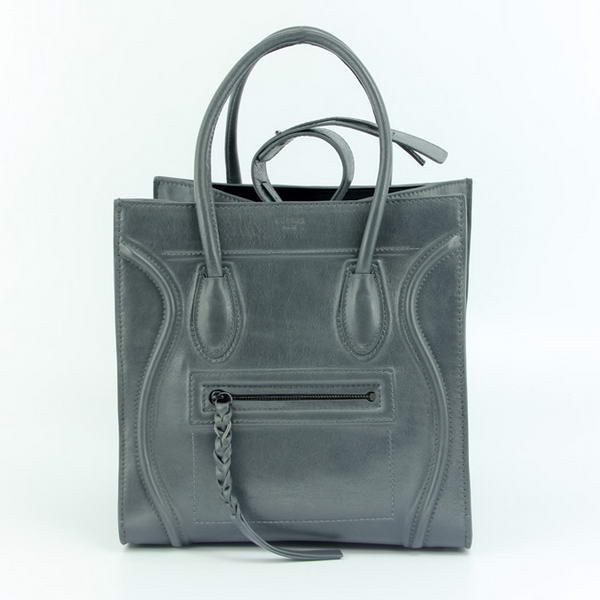 Celine Luggage Phantom Square Bags Bright Leather 108905 Dark Grey