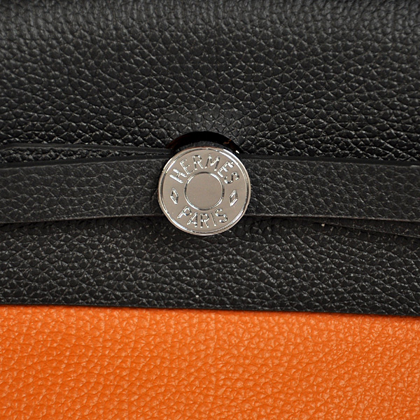 2012 New Hermes HerBag 31CM Togo leather Bag 9051 Black/Orange