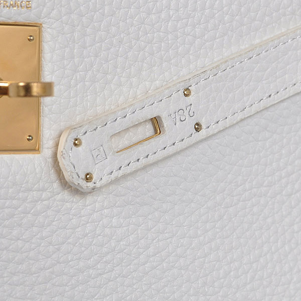 Hermes kelly 35CM White clemence leather(Gold)