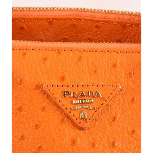 Prada Maxi Ostrich Leather Tote Bag Orange