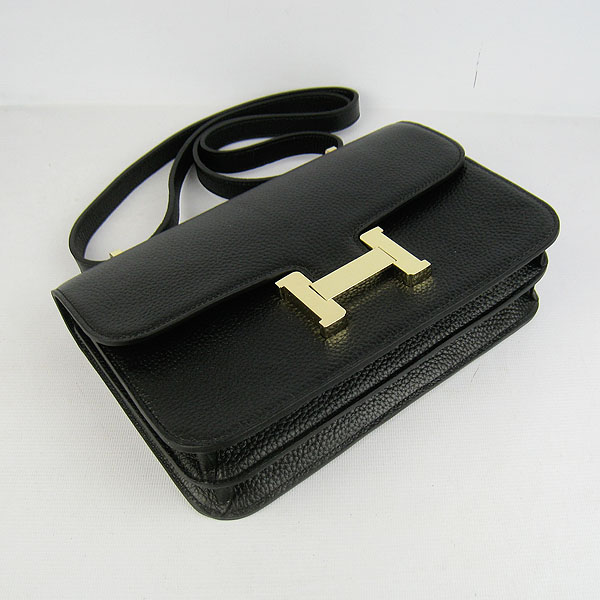 Hermes Constance Togo Leather Single Bag Black Gold Hardware H020