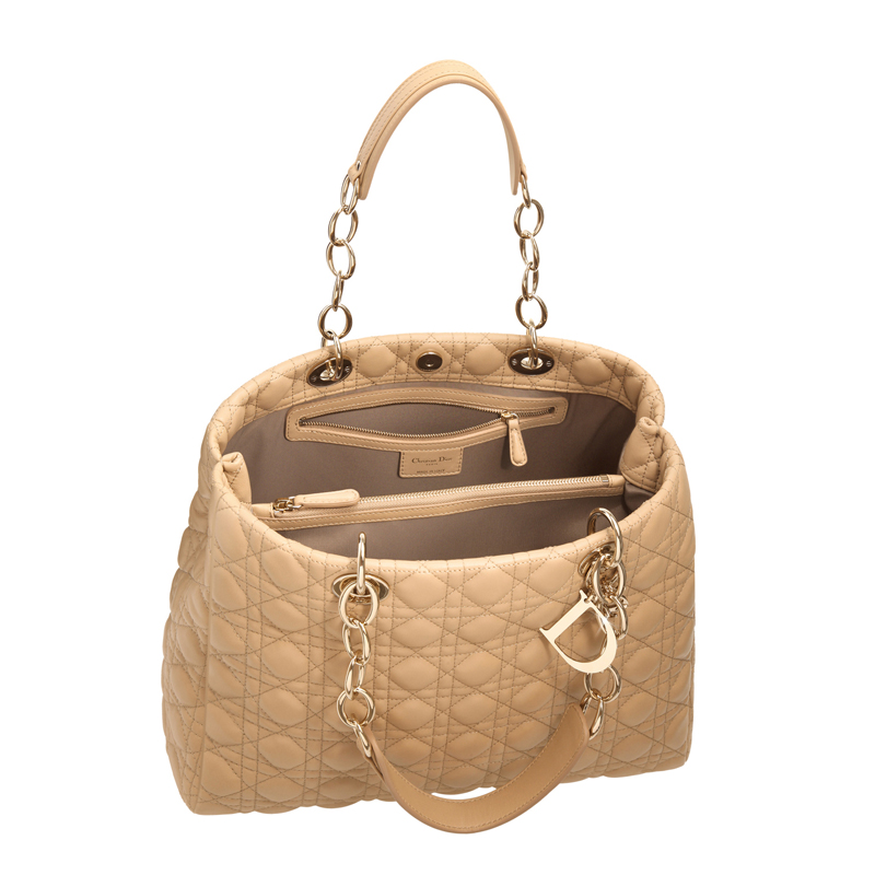 Beige leather Dior Soft shopping bag