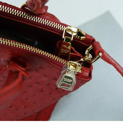 Prada Ostrich Leather Tote Bag BN1801 Red