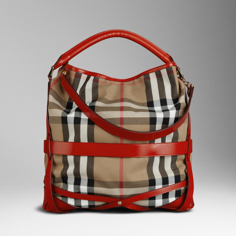 LARGE CHECK MULTIPLE BUCKLE HOBO