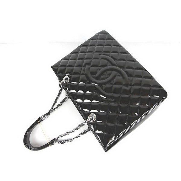 Chanel Handbags Black Patent Leather with Silver Hardware 50995