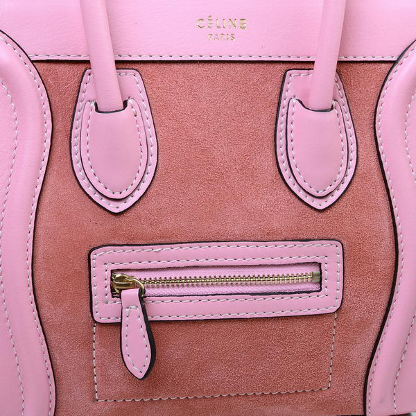 Celine Luggage Nano Bag Original Suede&Calf Leather Pink