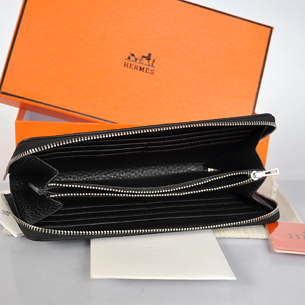 Hermes Evelyn Wallet clemence leather in Black