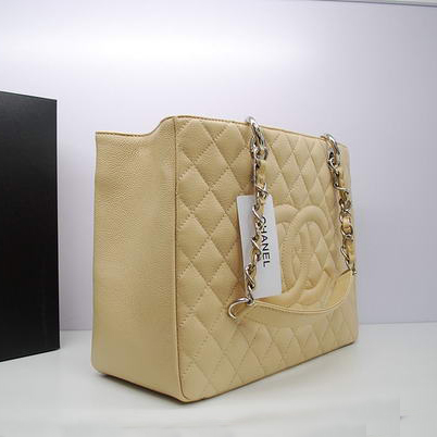 Chanel GST Caviar Leather Coco Bag A36092 Cream Silver