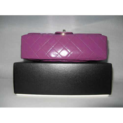 Chanel Patent leather Purple Flap bag with Gold chain