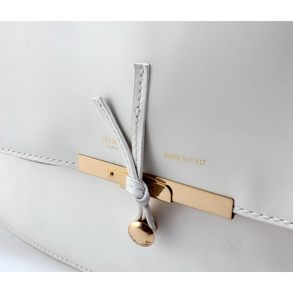 Celine Clasp Shoulder Bag Calfskin White