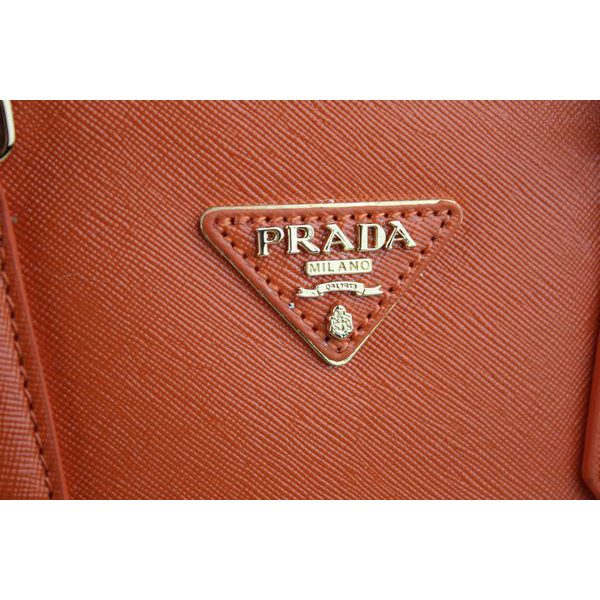 Prada Saffiano Leather Tote Bag 21267 Orange&White