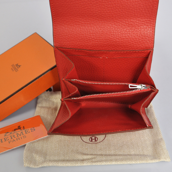 Hermes Constance Wallet clemence leather in Flame