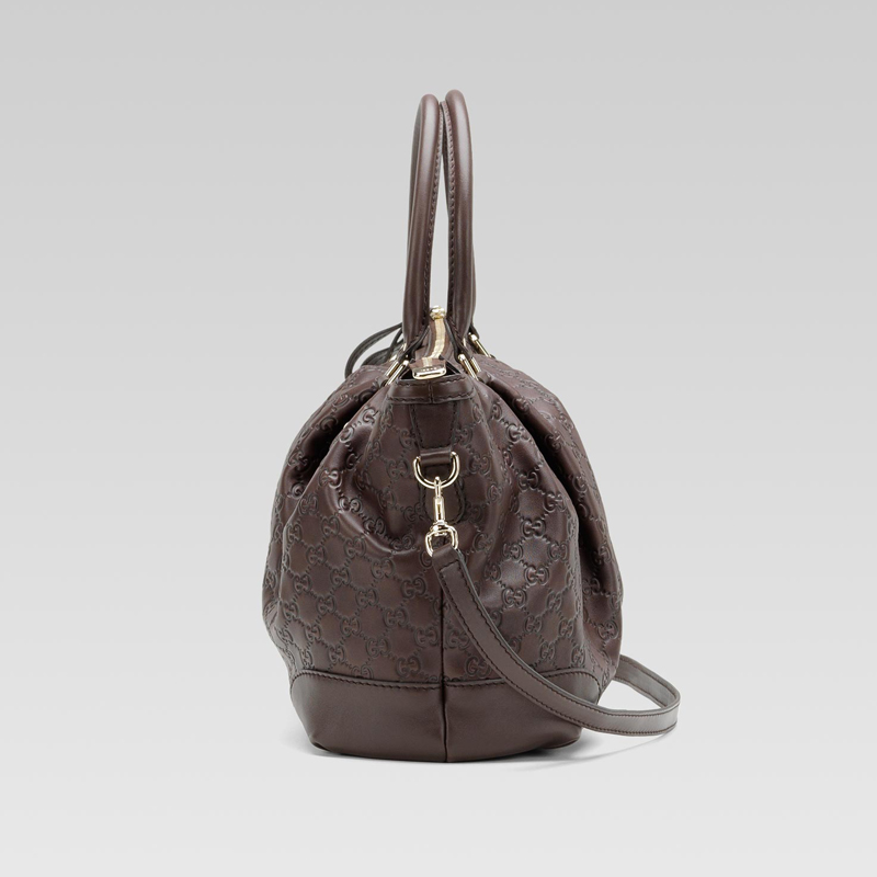 gucci sukey dark brown guccissima leather top handle bag