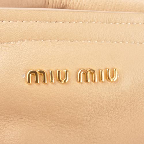 Miu Miu Flap Tote Bags Apricot Leather with Horsehair 90320