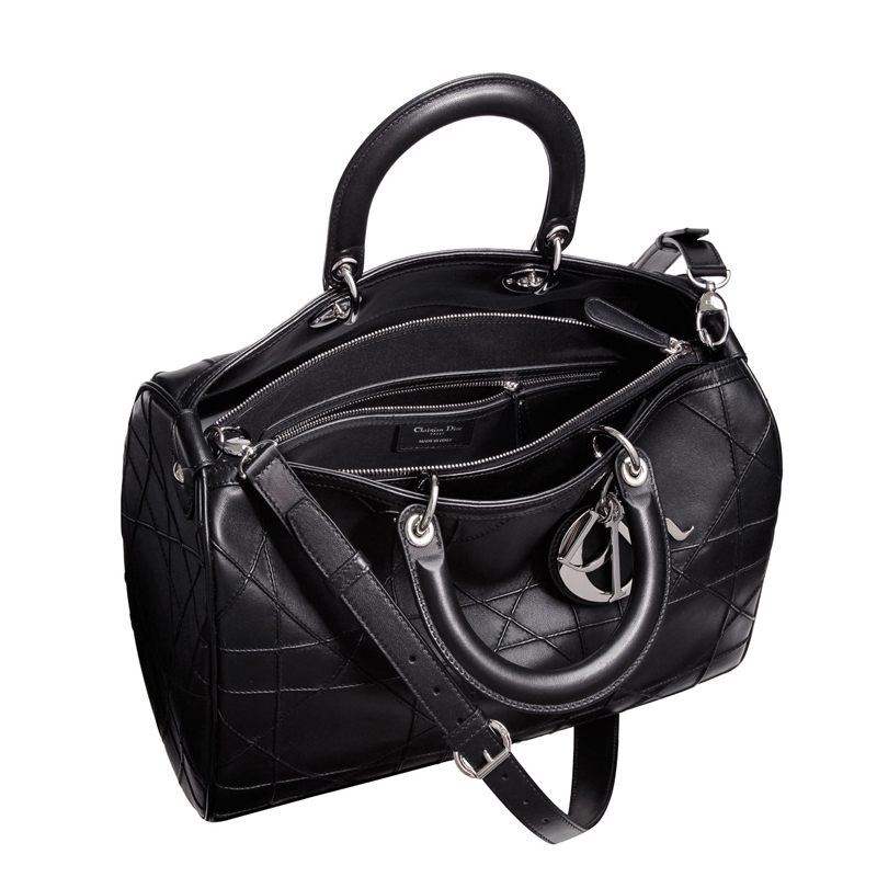 Black leather 'Dior Granville' polochon bag