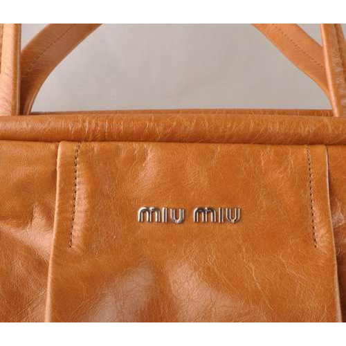 Miu Miu Tote Handbags Oil Wax Leather 8001 Khaki