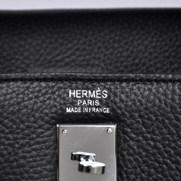 Hermes kelly 35CM clemence leather in Black with Silver hardware