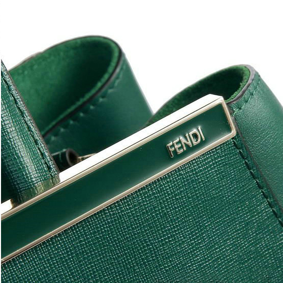 Fendi 2Jours Original Leather Tote Bag F2552M Dark Green