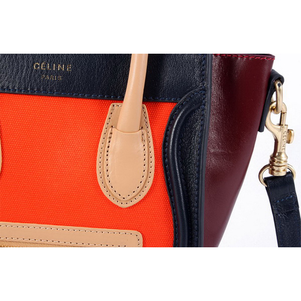 Celine Luggage small Fashion Bag Orange Black Maroon