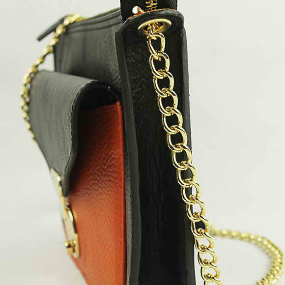 Celine Shoulder Bag Calfskin Orange with Black