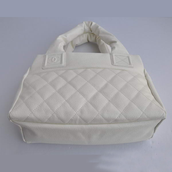 Chanel Coco Cocoon Small Leather Tote Bag A48619 White